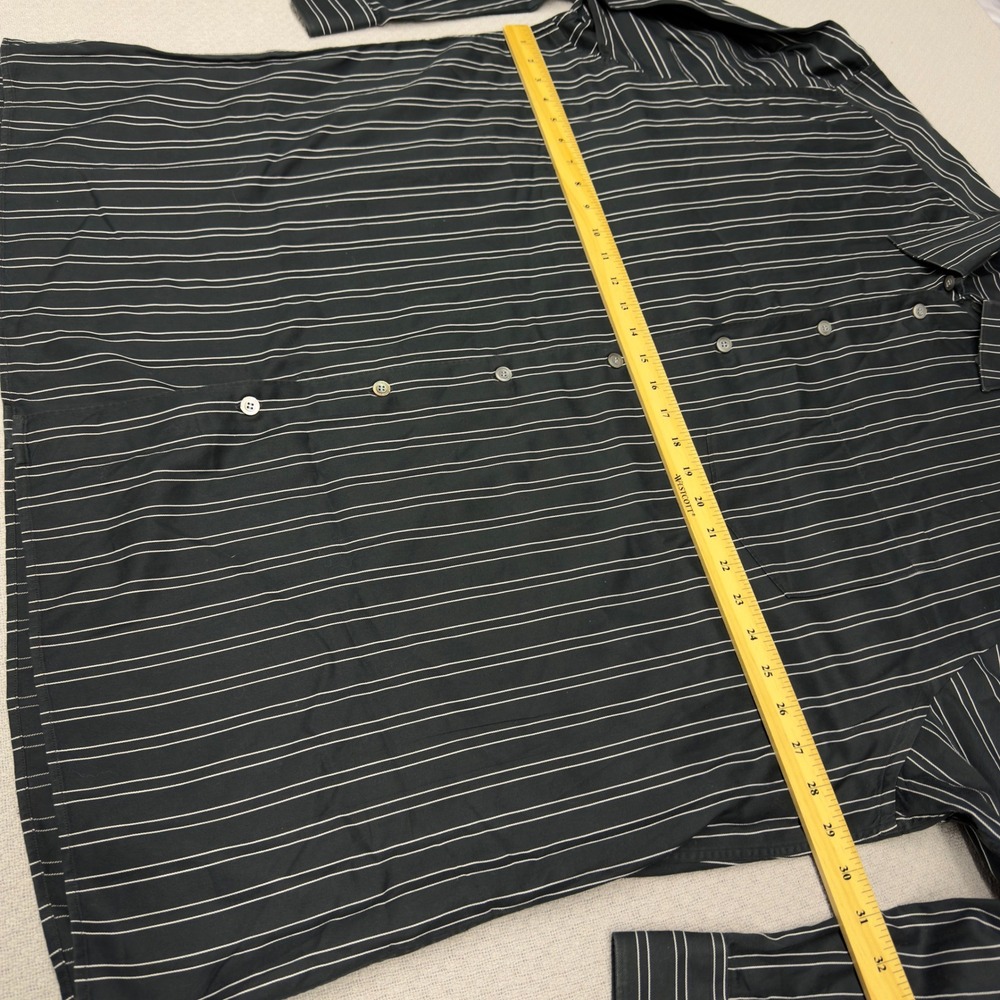 Ermenegildo Zegna Shirt Mens 2XB Black Striped Cotton Long Sleeve Button Down - Picture 6 of 7
